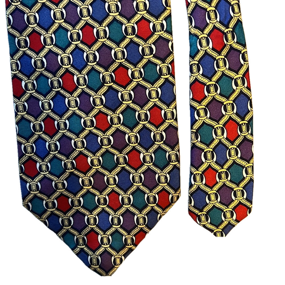 VTG RARE CHRISTIAN DIOR MONSIESUR MENS 100% SILK DEISGNER MULTICOLOR NECKTIE